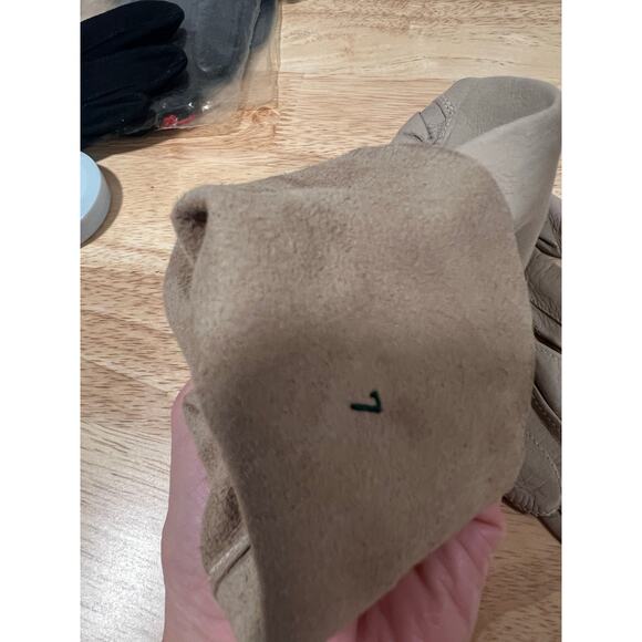 Vintage Dainty Long Leather Gloves Taupe Small JL - Picture 6 of 14